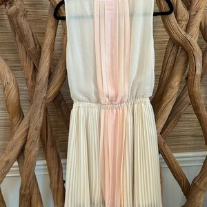 Victoria's Secret Cream and Soft Pink Pleated Chiffon Dress